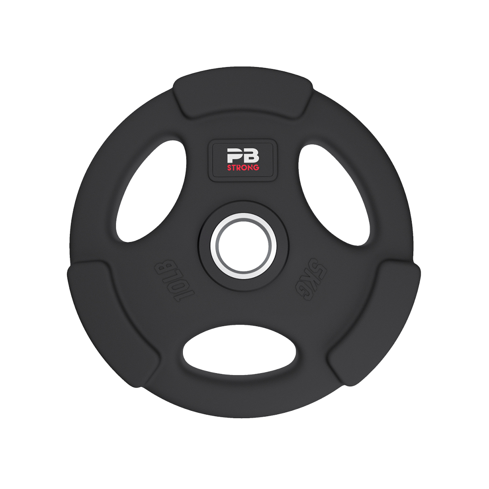 PB Strong 3-Griff Hantelscheibe gummiert Schwarz (Stk) 5 kg