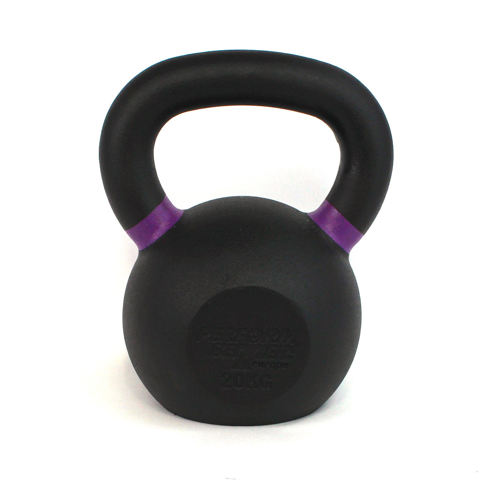 Schwarze Kettlebell mit Farbcodierung