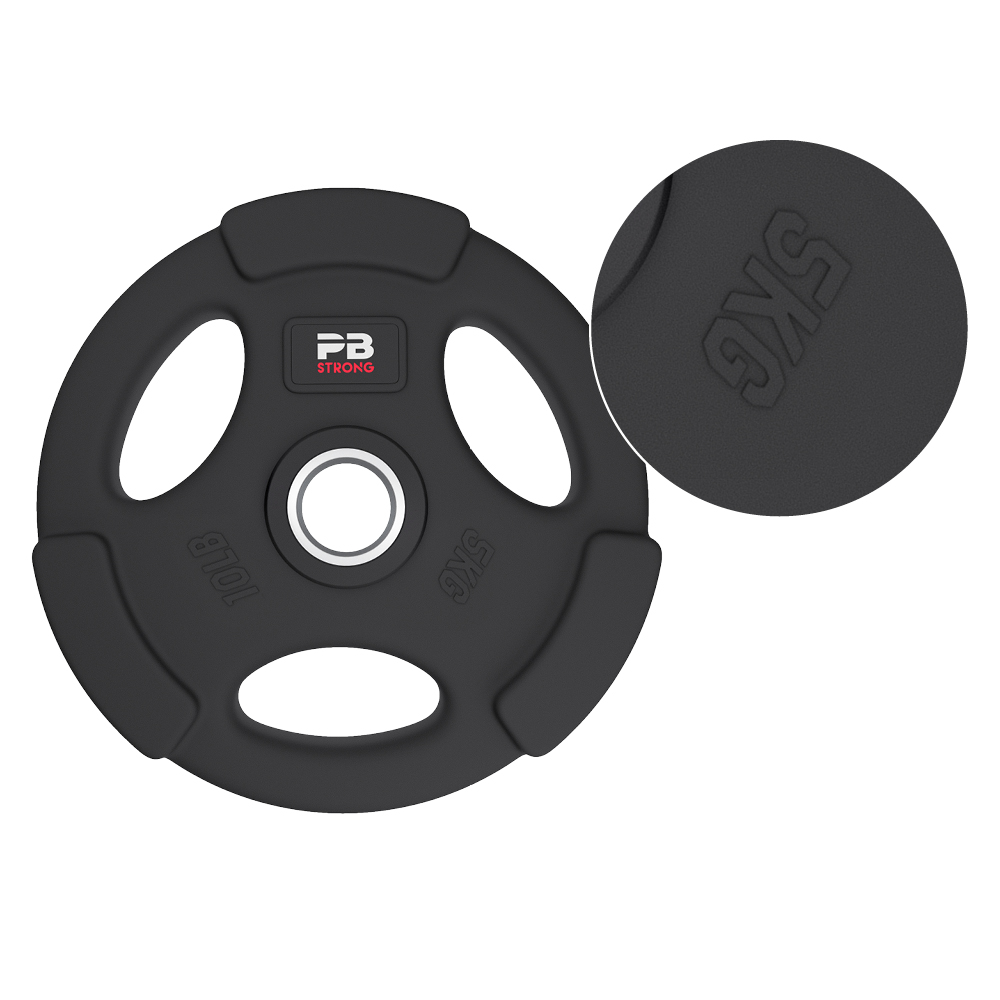 PB Strong 3-Griff Hantelscheibe gummiert Schwarz (Stk) 5 kg