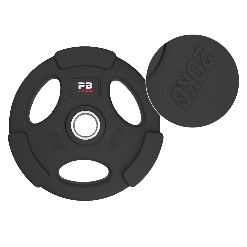 PB Strong 3-Griff Hantelscheibe gummiert Schwarz (Stk) 20 kg