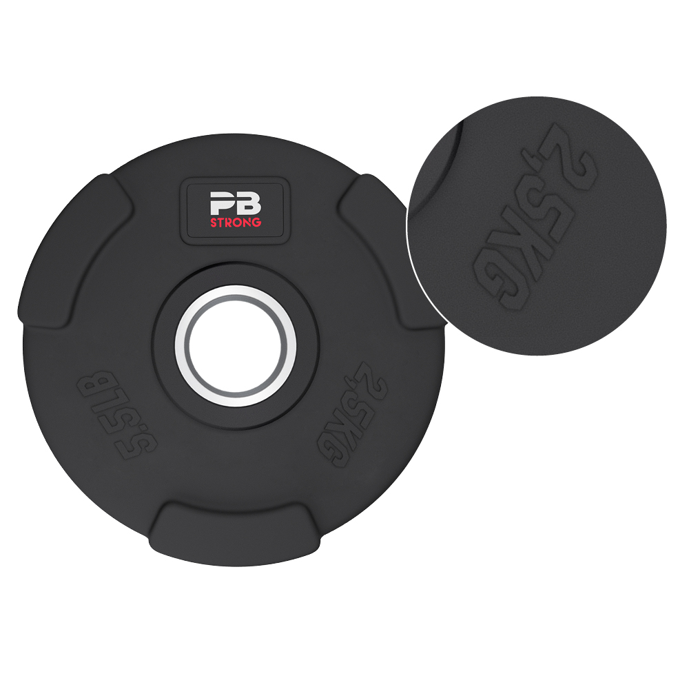 PB Strong 3-Griff Hantelscheibe gummiert Schwarz (Stk) 2,5 kg