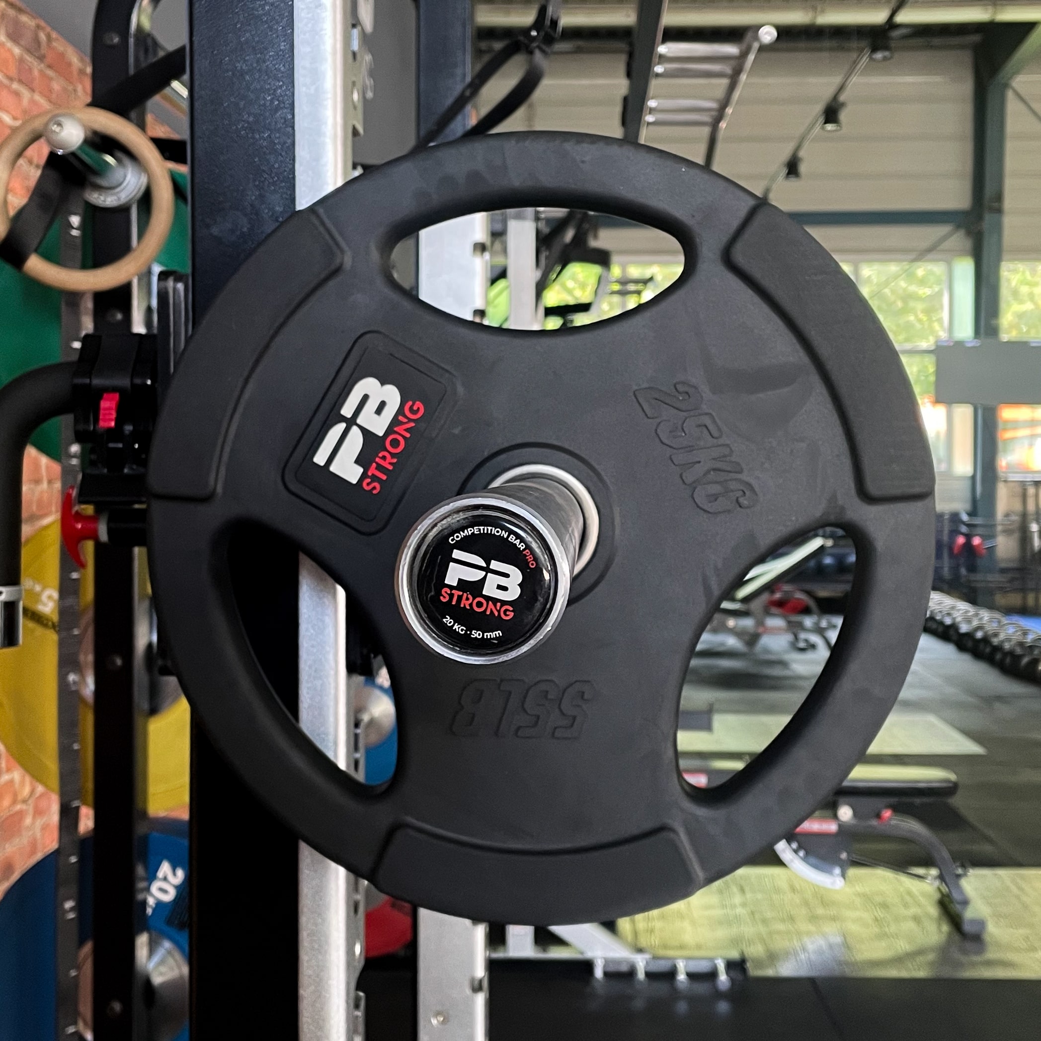 PB Strong 3-Griff Hantelscheibe gummiert Schwarz (Stk) 25 kg