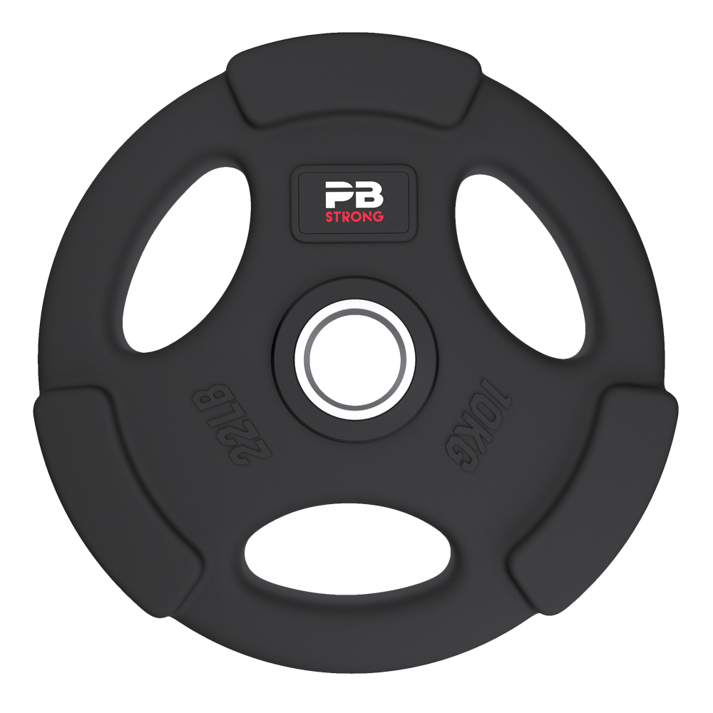 PB Strong 3-Griff Hantelscheibe gummiert Schwarz (Stk) 10 kg