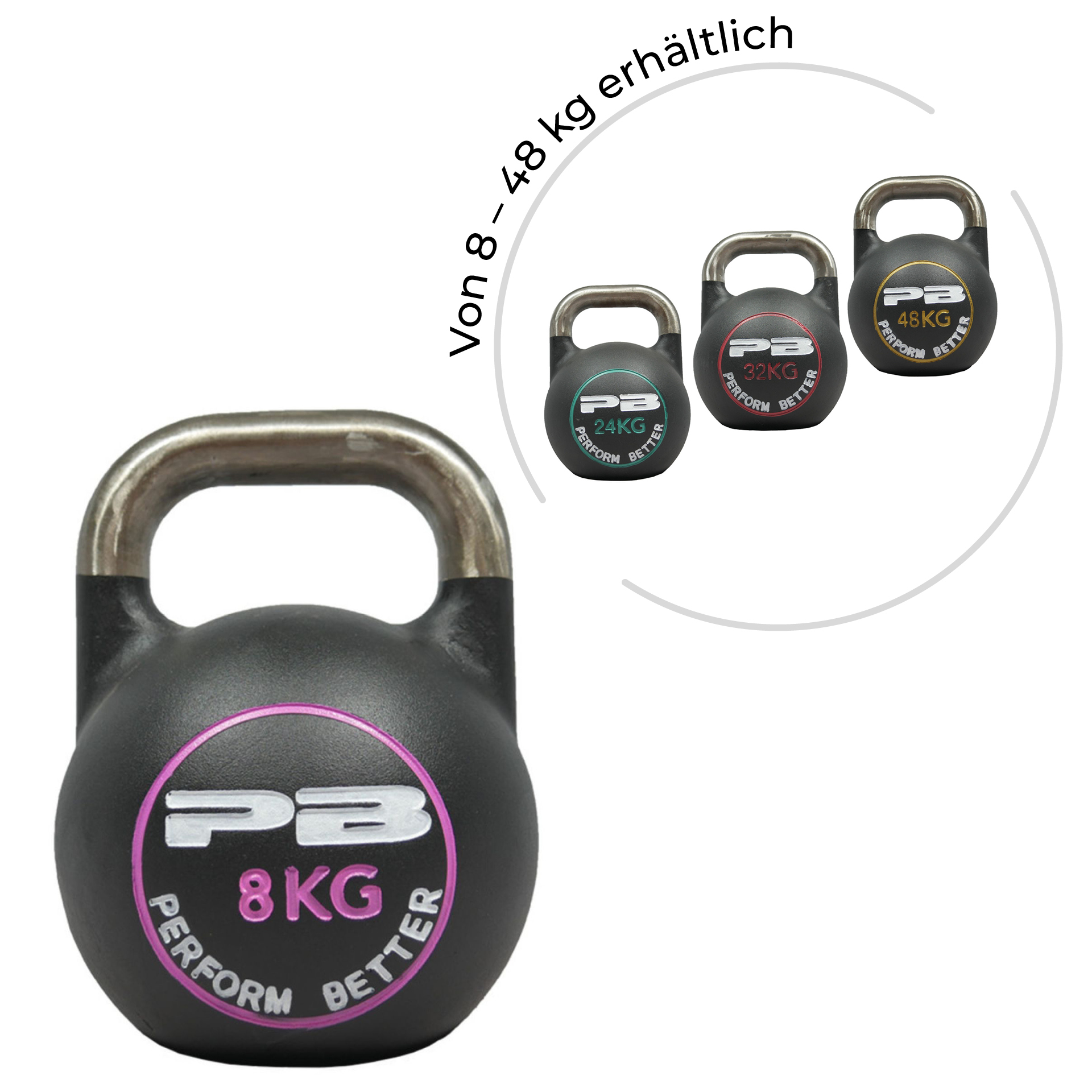 PB Competition Kettlebells - Schwarz/Pink 8 kg
