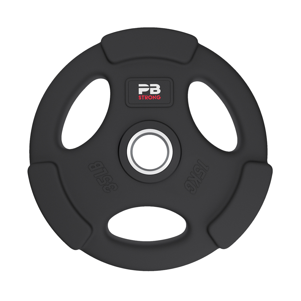 PB Strong 3-Griff Hantelscheibe gummiert Schwarz (Stk) 15 kg