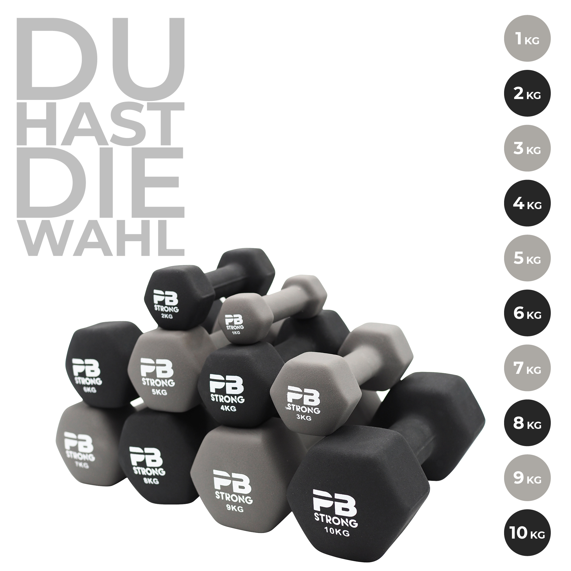 PB Strong Neopren Kurzhantel Grau (Stk) 7 kg